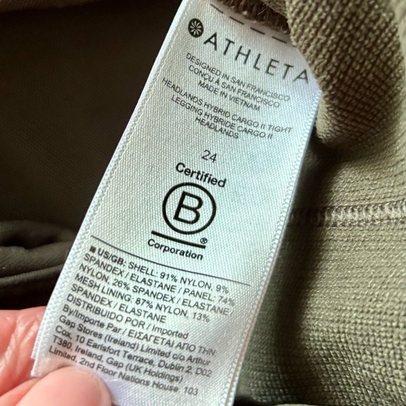 Athleta Headlands Hybrid Cargo II Tights Olive Green Pockets Size 24 - Picture 4 of 9
